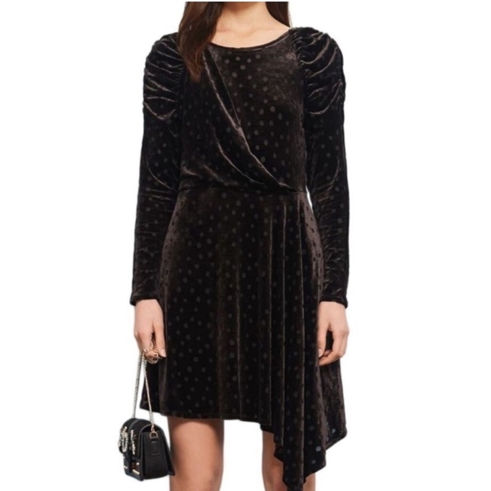 Topshop velvet dot wrap dress 8